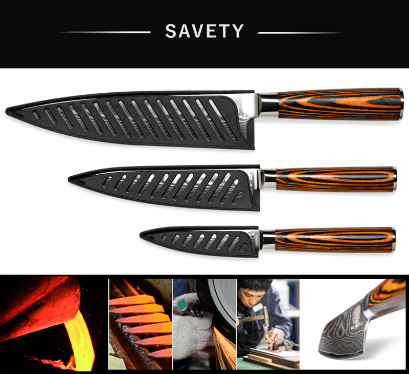 Wolfblood Zeuß Santoku Damastmesser Küchenmesser LH Lifestyle Kochmesser Damastmesser Set